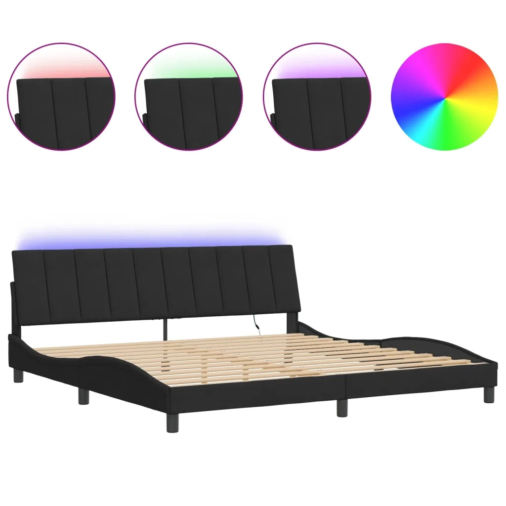 Giroletto con LED senza Materasso Hanko Nero 200x200 cm in Velluto 3213801