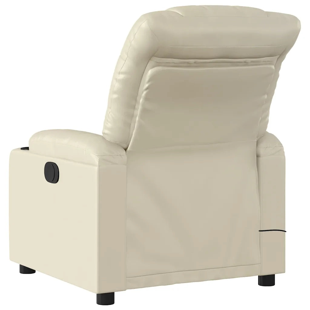 Poltrona Massaggiante | Sedia Relax Elettrica Reclinabile Crema Similpelle