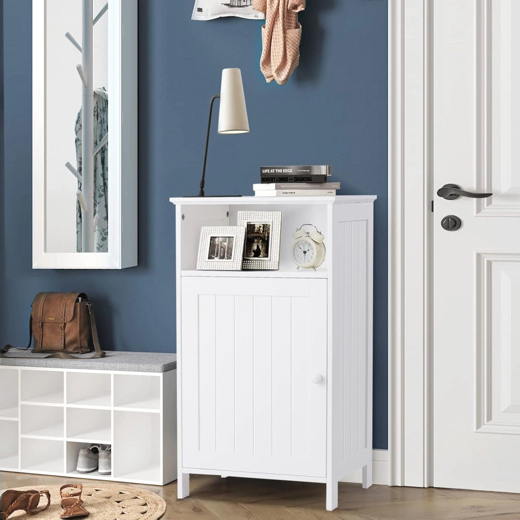 Mobile bagno, Armadietto Multiuso e Salvaspazio con Ante e Mensola Regolabile, Mobiletto in Legno per Soggiorno, Camera da letto e Ufficio, 40 x 30 x 70cm (Bianco)