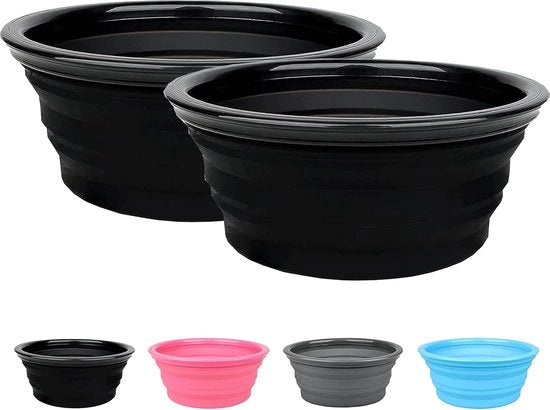 Due x contenitori per picnic in silicone per campeggio, escursioni e trekking, con coperchio, opzionale, per uso esterno, riutilizzabile, 2 pezzi, colore nero