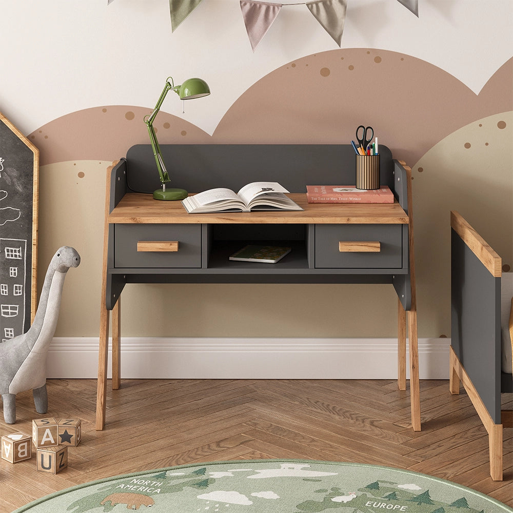Vitalispa Scrivania Grigio/Artisan 97 x 51 cm con 2 cassetti