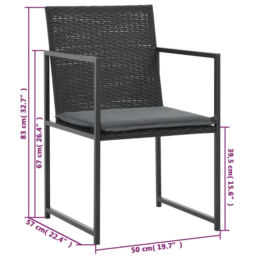 Set da Pranzo da Giardino 5 pz | Set Salotto da Giardino con Cuscini in Polyrattan Nero