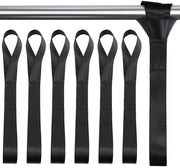 Set di cinghie di sicurezza in 6 pezzi con anello, cinghie di sicurezza robuste, cinture di trasporto per motocicletta, cinture di carico, 2,5 cm x 30 cm, per auto, campeggio, sospensione (nero)