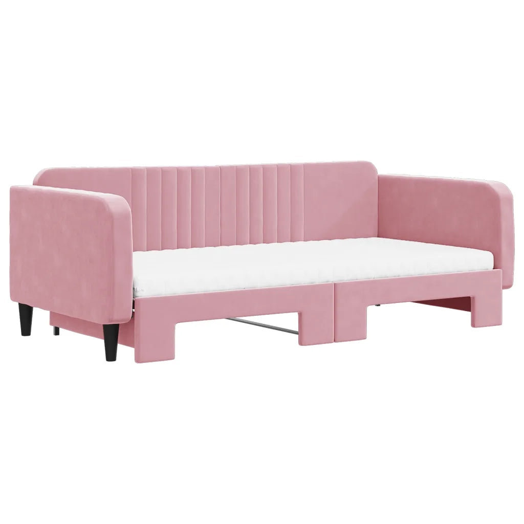 Divano Letto Estraibile con Materassi Rosa 100x200 cm Velluto 3197097