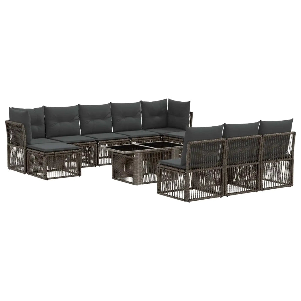 Set Divano da Giardino 11 pz Grigio polyrattan 3436532