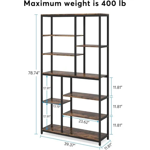 LIBRERIA alta 100x30x200 cm Metallo e truciolare Nero/Marrone rustico