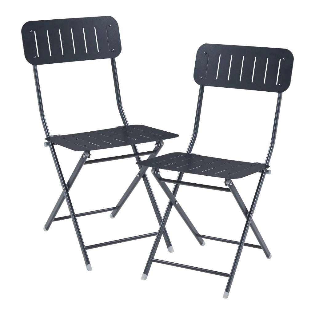 Set di 2 sedie pieghevoli da esterno per giardino campeggio e patio acciaio nero 03_0009653