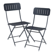 Set di 2 sedie pieghevoli da esterno per giardino campeggio e patio acciaio nero 03_0009653
