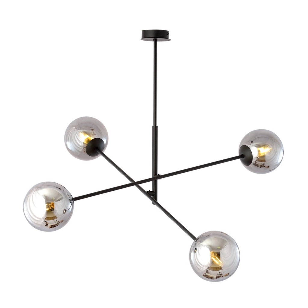 Lampada a sospensione LINEAR in acciaio nero e vetro grafite