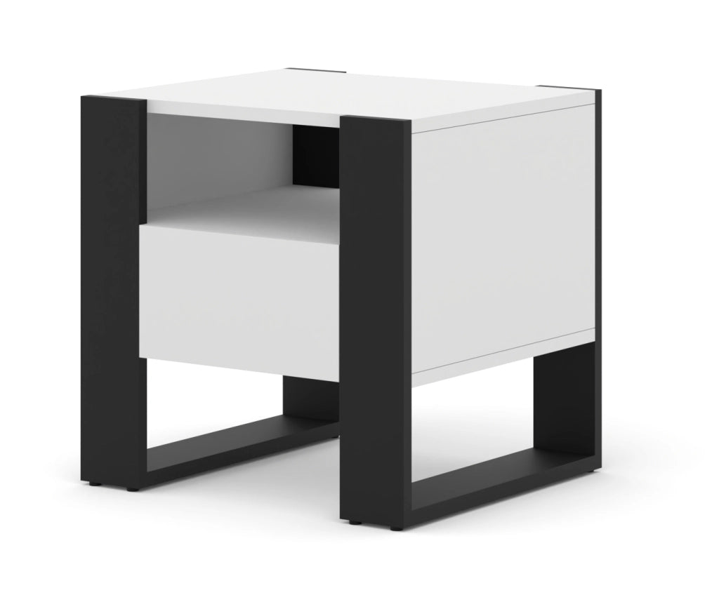 MOBILE COMODINO TAVOLINO DA CAMERA BIANCO OPACO 48x47.50x40cm MONDI