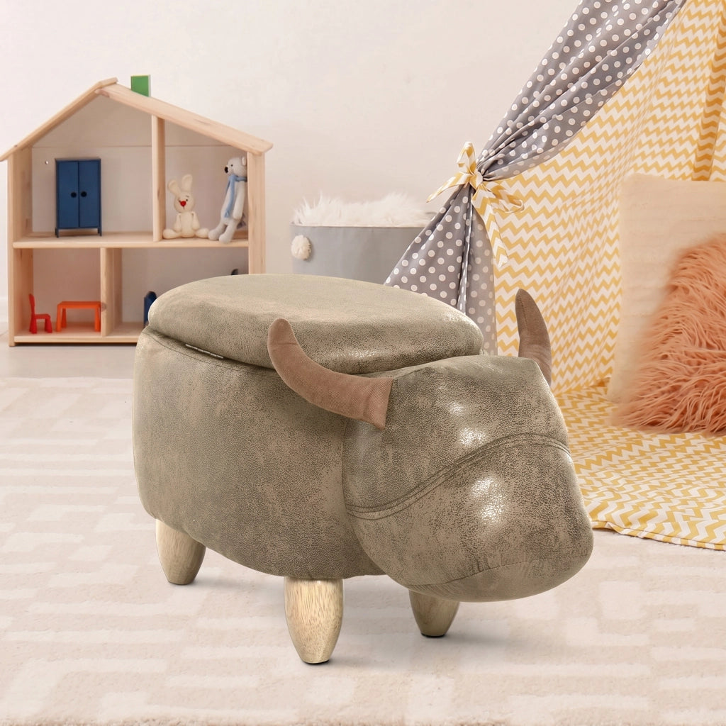 Pouf Contenitore Moderno ¨C zephmum ¨C Marrone, Legno, Imbottito, 62x35x36 cm
