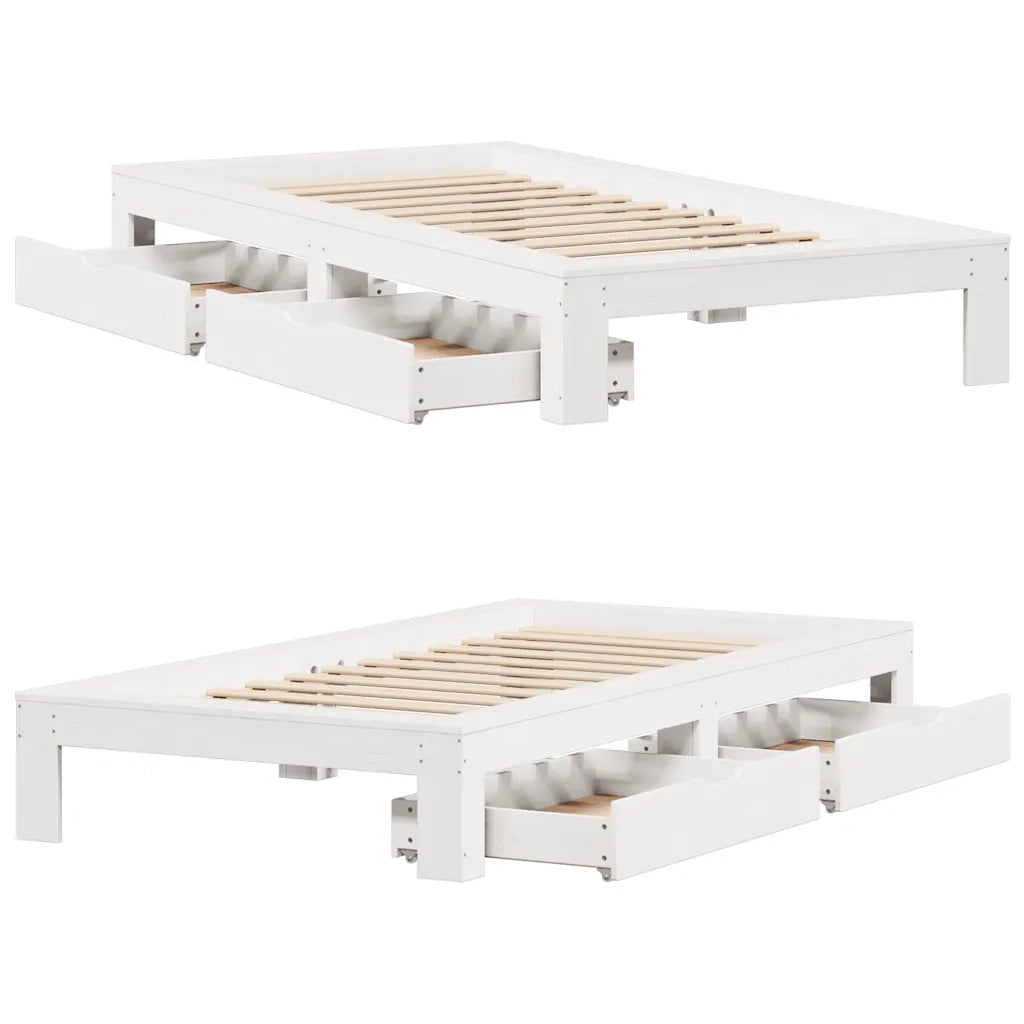 Giroletto senza Materasso Bianco 100x200 cm Legno Massello Pino 3309006