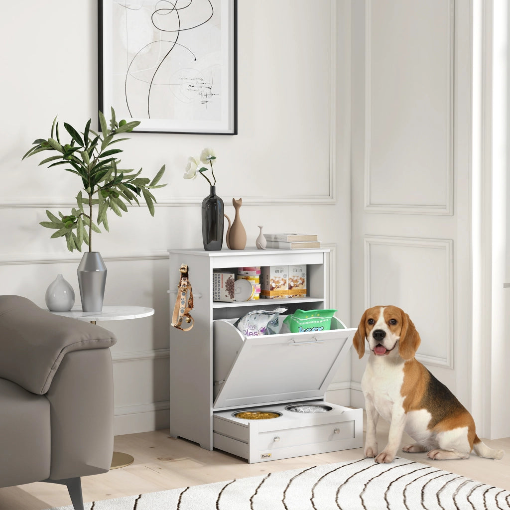 Armadio per animali domestici con ciotole e ganci ¨C zephmum ¨C MDF bianco
