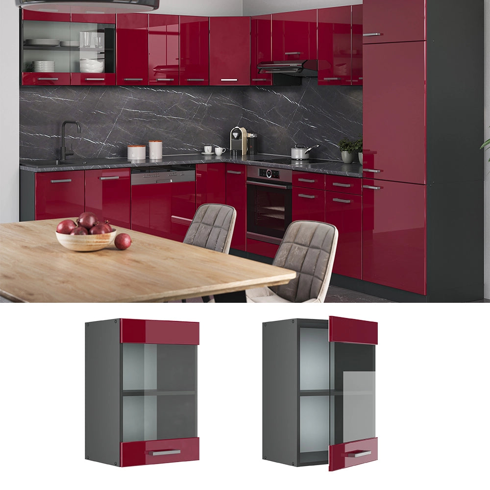 Vicco Mobile da cucina in vetro Rosso lucido 40 cm