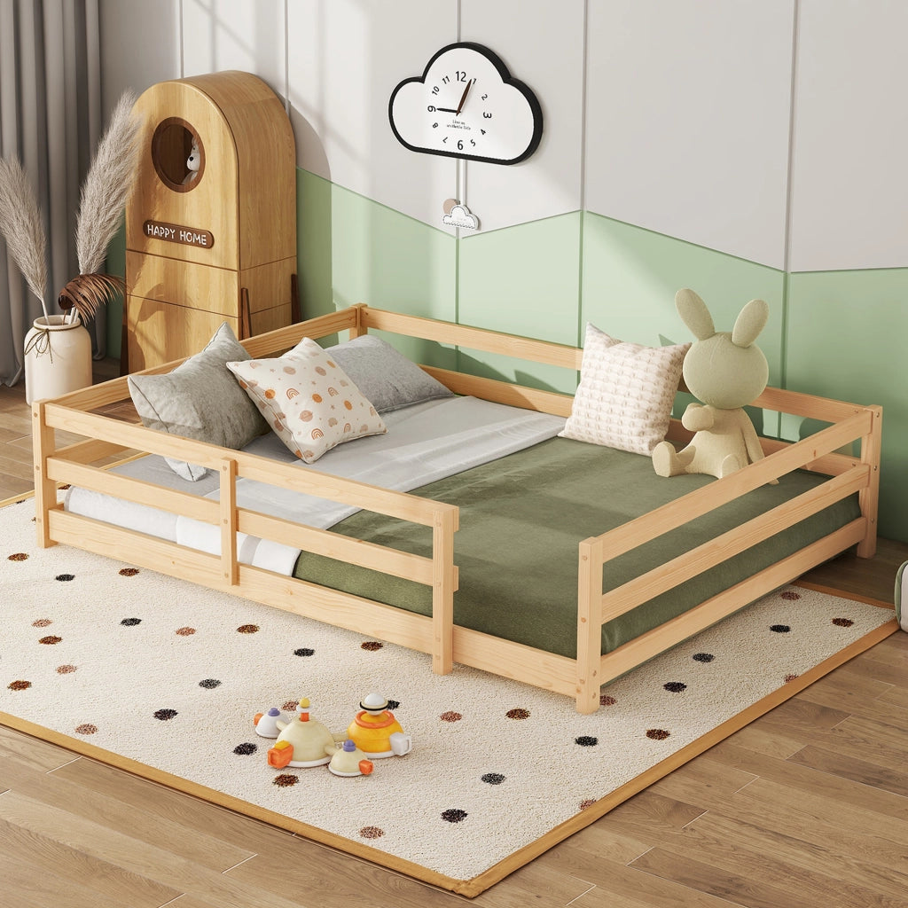 LETTO Montessori basso 140x200 cm Legno massello di pino Naturale
