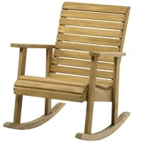 Sedia a dondolo rocking chair da esterno in legno massiccio - 64 x 86 x 85 cm marrone