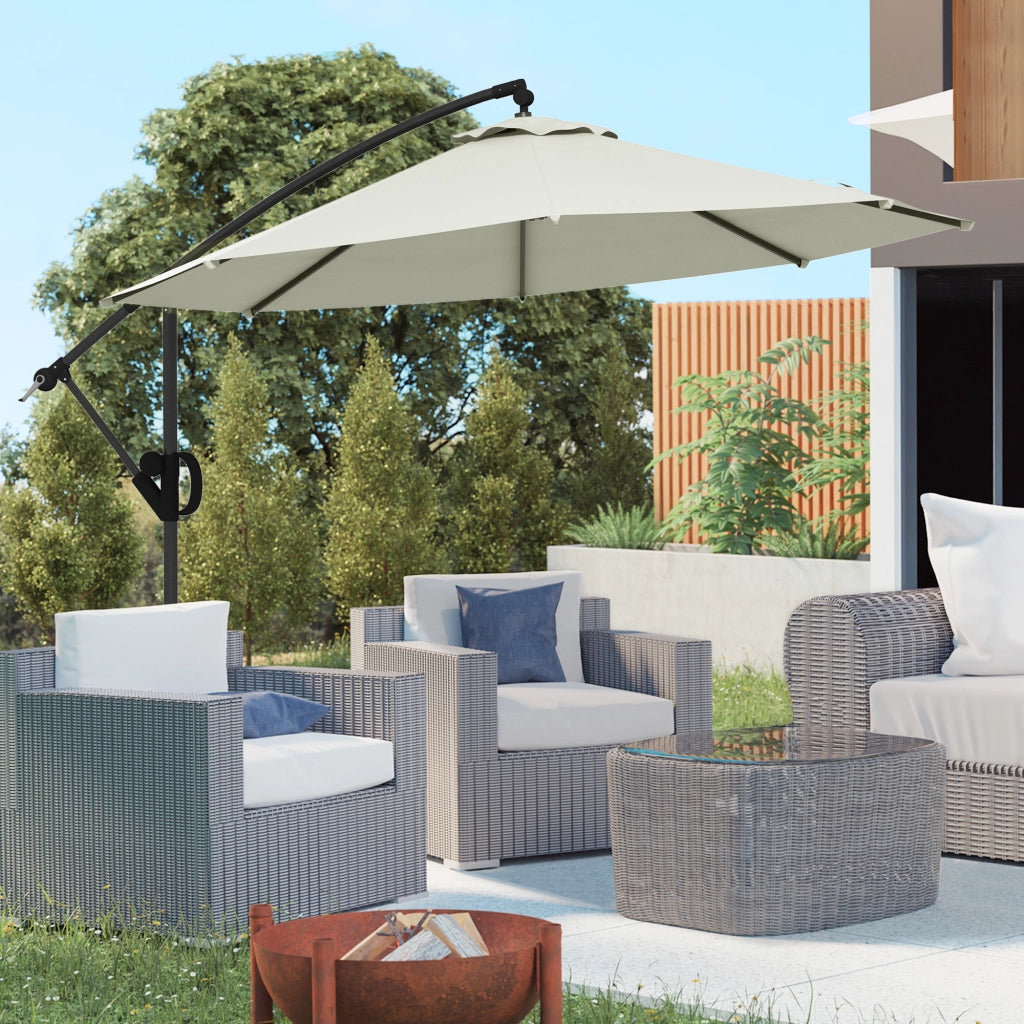 Ombrellone da Giardino ¨C Zephmum ¨C Bianco Crema ?3x2.6 m 8 Stecche Alluminio