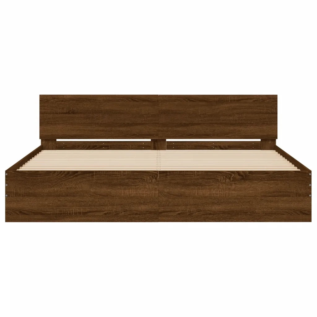 Giroletto con Testiera e LED-Struttura Letto con testiera Rovere Marrone 200x200 cm 344329