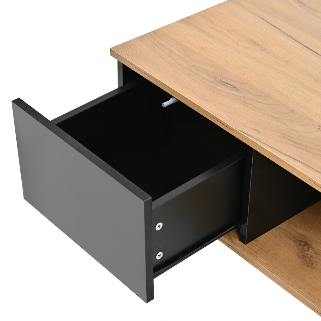 Tavolino da caffè con 3 cassetti e vano aperto; per soggiorno; in truciolare; 70×70×31.5 cm
