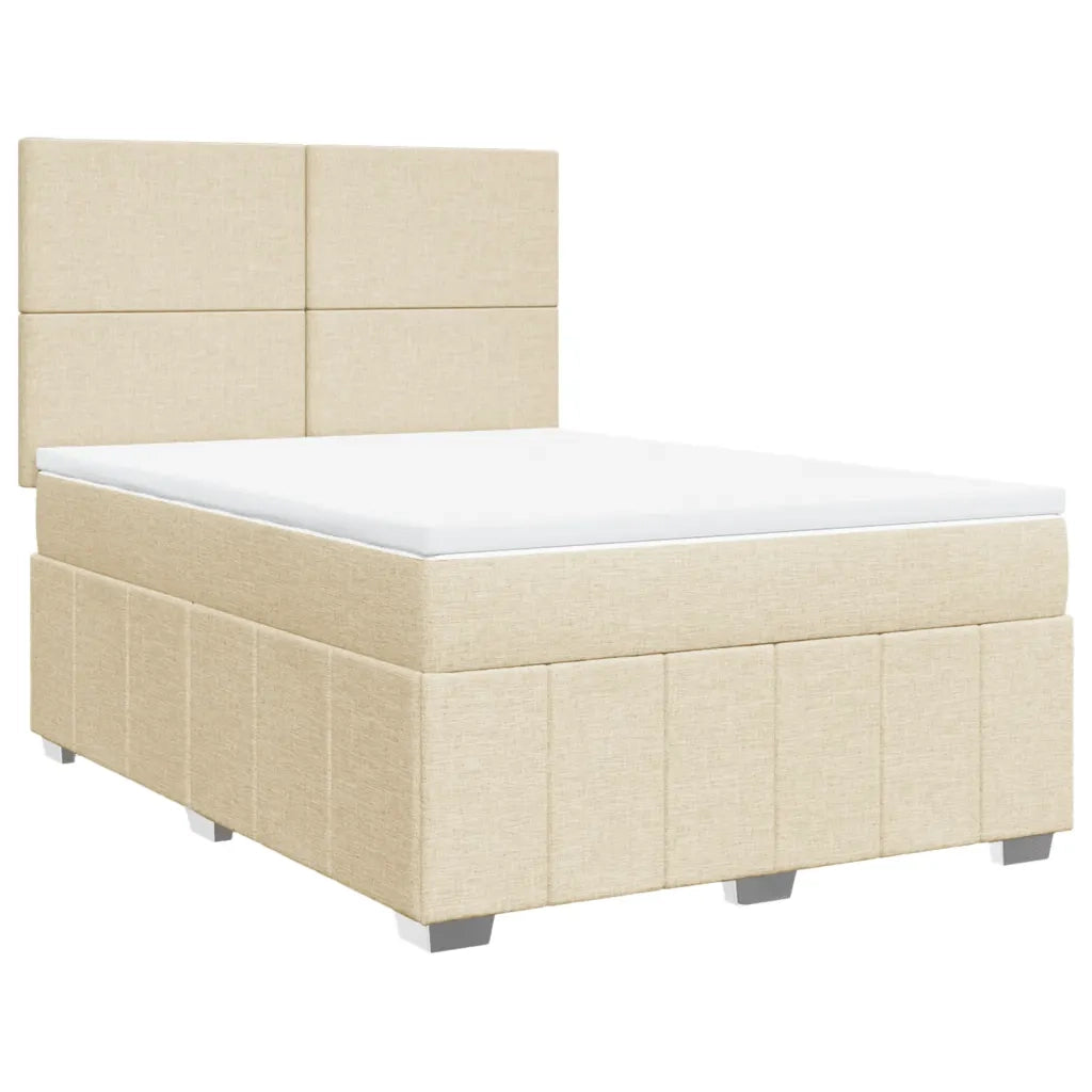vidaXL Giroletto a Molle con Materasso Crema 140x200 cm in Tessuto