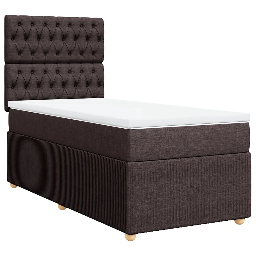 Giroletto a Molle con Materasso Marrone Scuro 90x190cm Tessuto