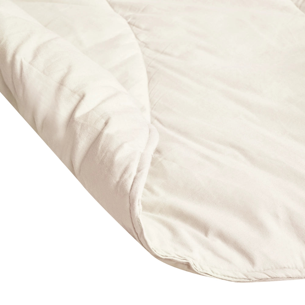 Tappeto per bambini in cotone bianco sporco a forma di foglia, trapuntato 110 x 110 cm, accessorio per la cameretta dei bambini.