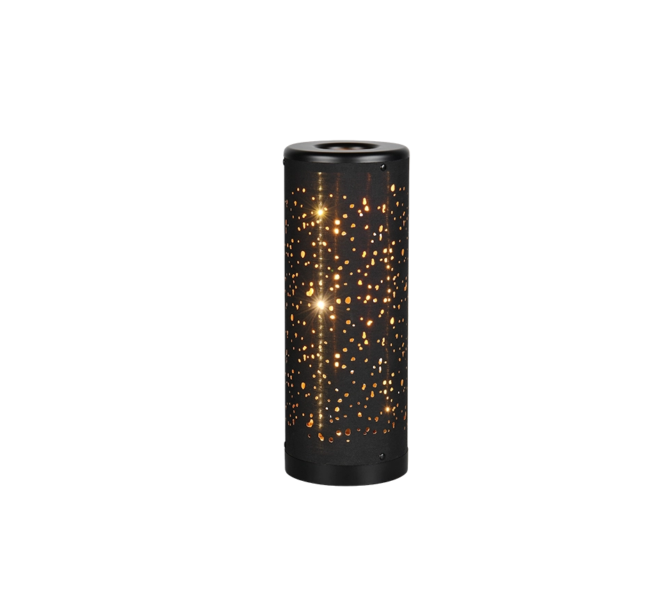 Lampada da tavolo LED, plastica e tessuto, nero e oro, H 35 cm, Taco