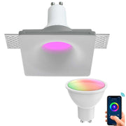 Trade Shop - Faretto Smart Gesso Led Gu10 Wifi Incasso Quadrato Scomparsa Rgb Cct Alexa Google -