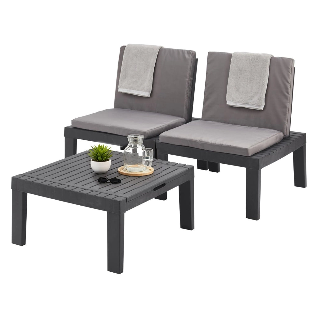Salottino Outdoor Aixela, set Salotto da Esterno 2 Posti Made in Italy, Nero Antracite