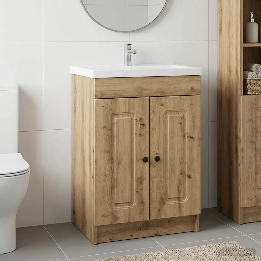 Mobiletto da bagno sotto il lavello Rovere Artigianale 890013
