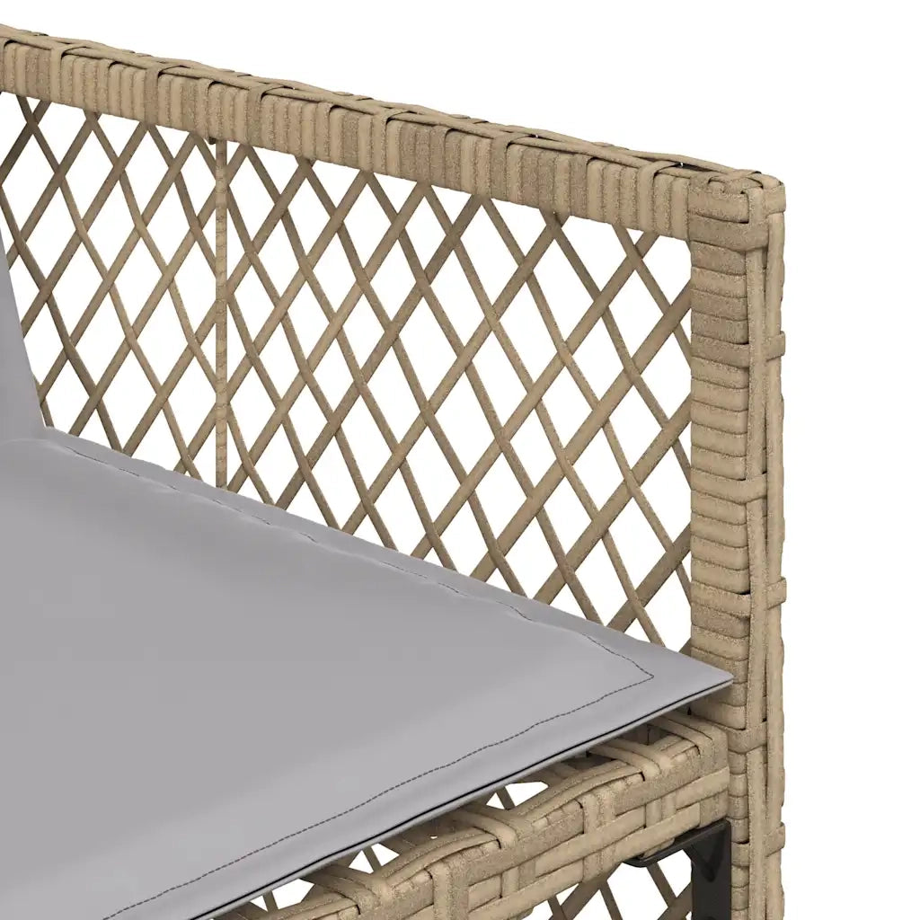 Set da Pranzo da Giardino 15 pz con Cuscini Beige in Polyrattan 3210816
