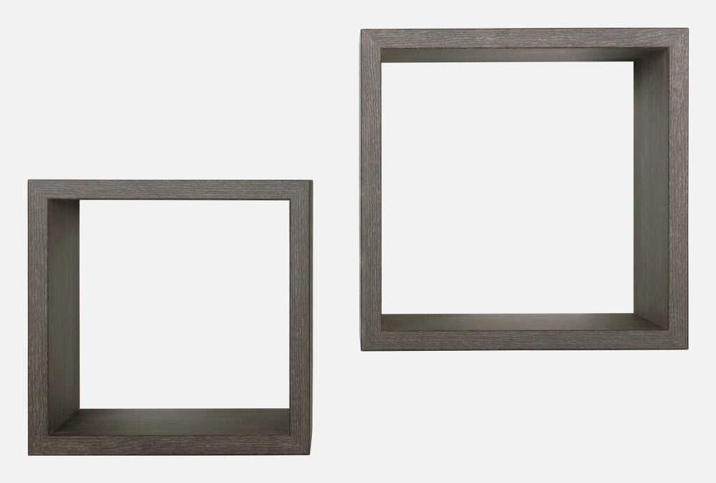 Set 2 Mensole Cubo da Parete Quadrato in Fibra di Legno Q-Bis Maxi Rovere Scuro