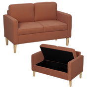 Divano 2 posti con contenitore e gambe in legno massello ¨C Zephmum ¨C 117x63x79 Arancione