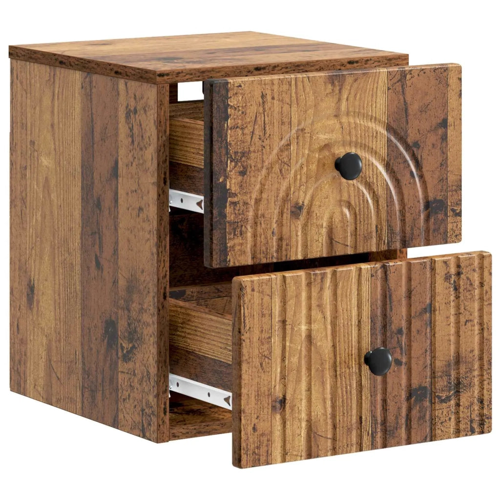 Mobiletto da notte a muro 2 pcs Legno antico 33 x 34,5 x 40 cm 898142