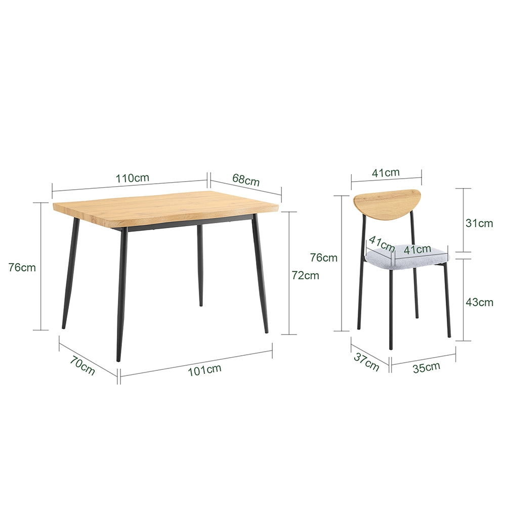 SoBuy Set Tavolo da Pranzo 5 Pezzi con 4 Sedie Comode, Tavolo da Cucina Compatto per Piccoli Spazi, Tavolo con Sedie Ideale per Sala da Cucina, Pranzo, Soggiorno, Balcone e Arredo Esterno OGT52-N