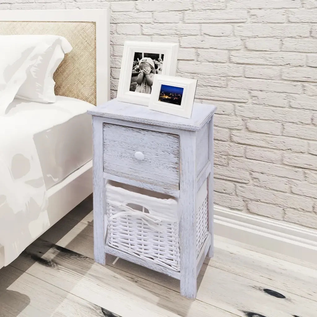 Comodino da Notte Set 2 pz in Legno Bianco  cod mxl 31235