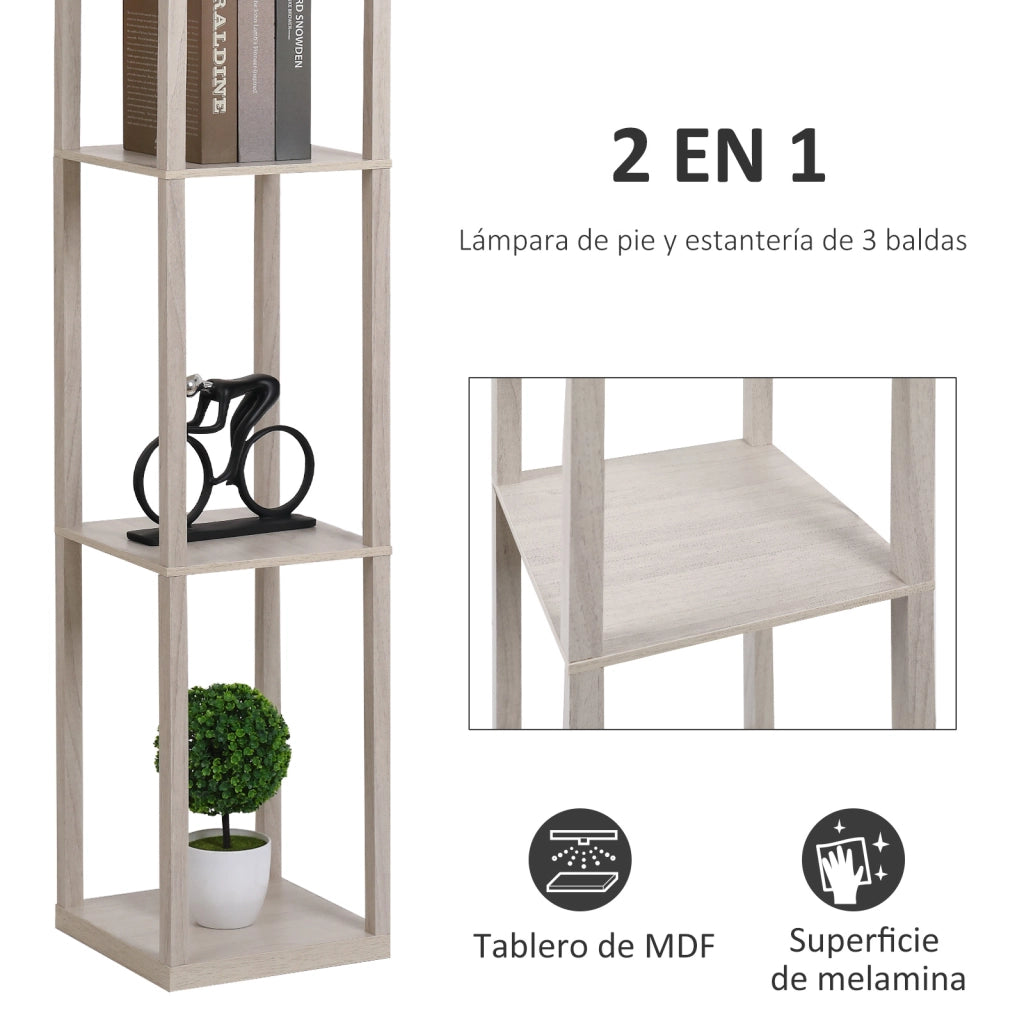 Lampada da terra con scaffale ¨C zephmum ¨C legno rovere