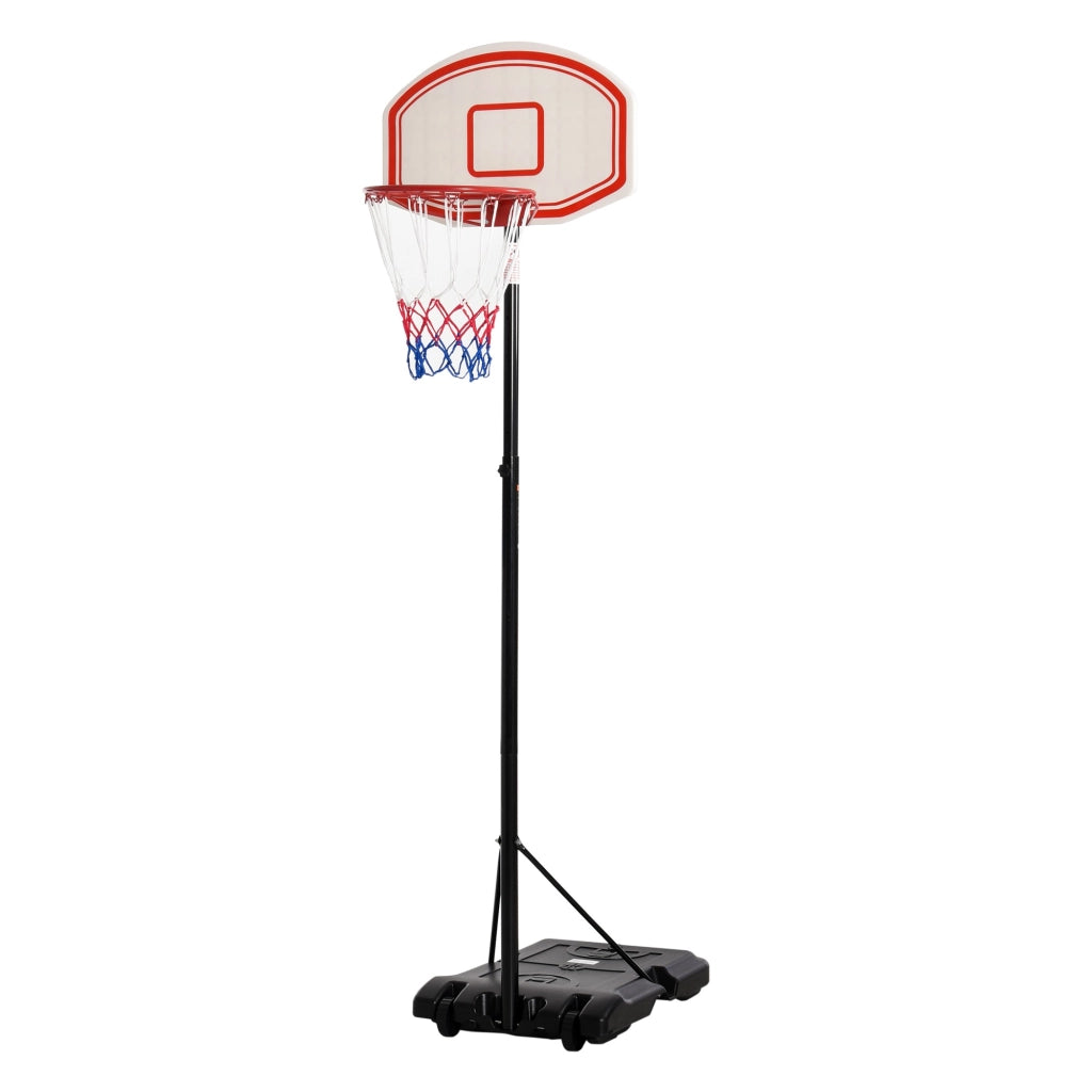 EasyComfort Canestro Basket da Interno ed Esterno Portatile con Altezza Regolabile 5 Livelli 175-215cm, Canestro da Basket con Ruote, Struttura Metallo e Base Riempibile, Tabellone PE