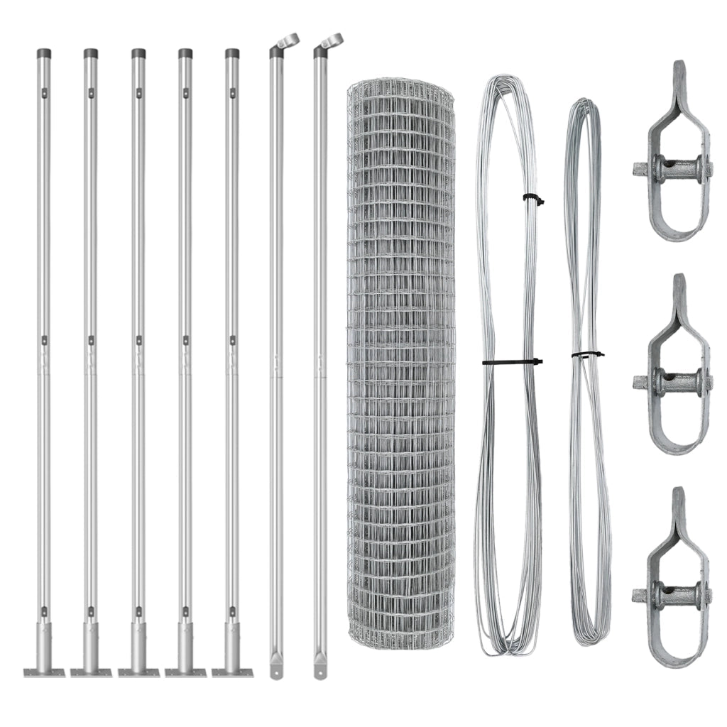 Euro Fence con 7 Post Flangiati 1,5x10 m Acciaio Zincato