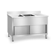 Lavello doppio in acciaio inox 140 cm modello professionale 14_0005012