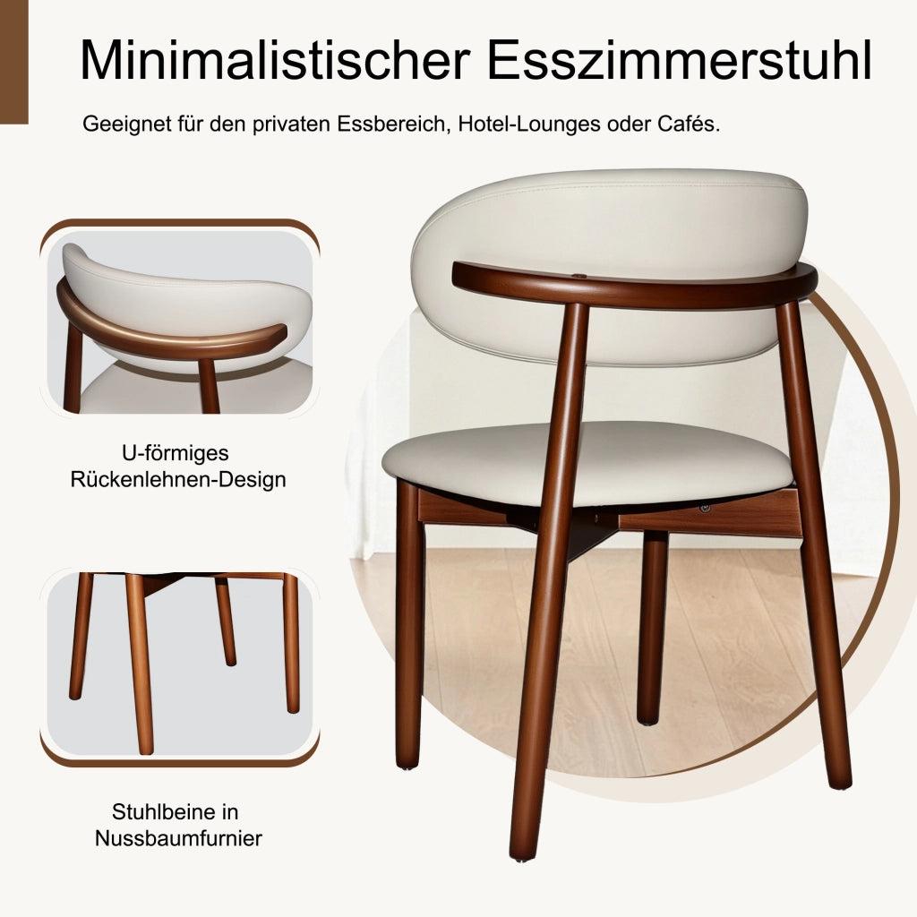 SEDIA Set da 2 pezzi con schienale ergonomico in PU bianco e legno di quercia color noce
