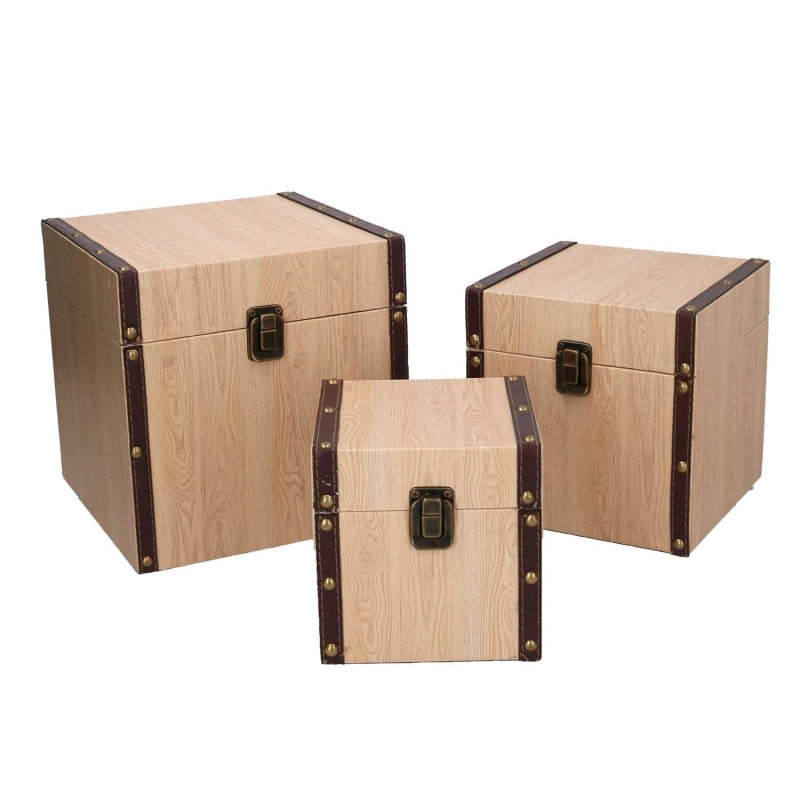 Scatola ecopelle 1-3 effetto legno quadro cm 22x22h22