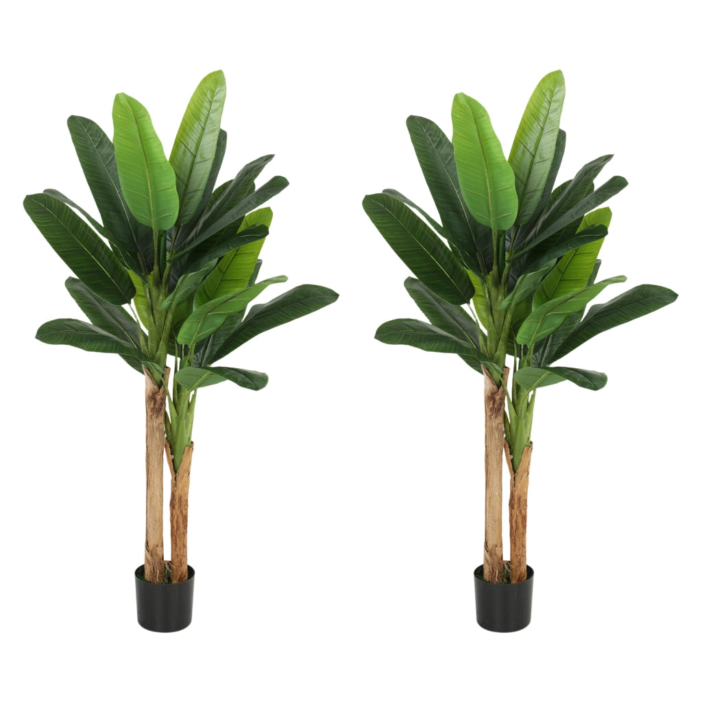 2 Piante Artificiali Banano in Vaso ¨C zephmum ¨C Verde, 150 cm