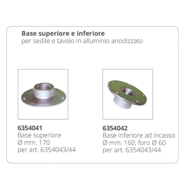 TUBO Ø MM.60 H. MM.600 TABLE OR SEAT SUPPORT Ø MM.60 H. MM.600