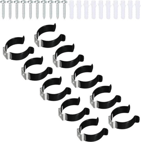 LED Lampo a LED - Supporto - Montaggio - Acciaio Inossidabile - Boccia Fluorescente - Viti - Piastrine - Vite - Strumento - Clip - Nero - Pacchetto da 10.