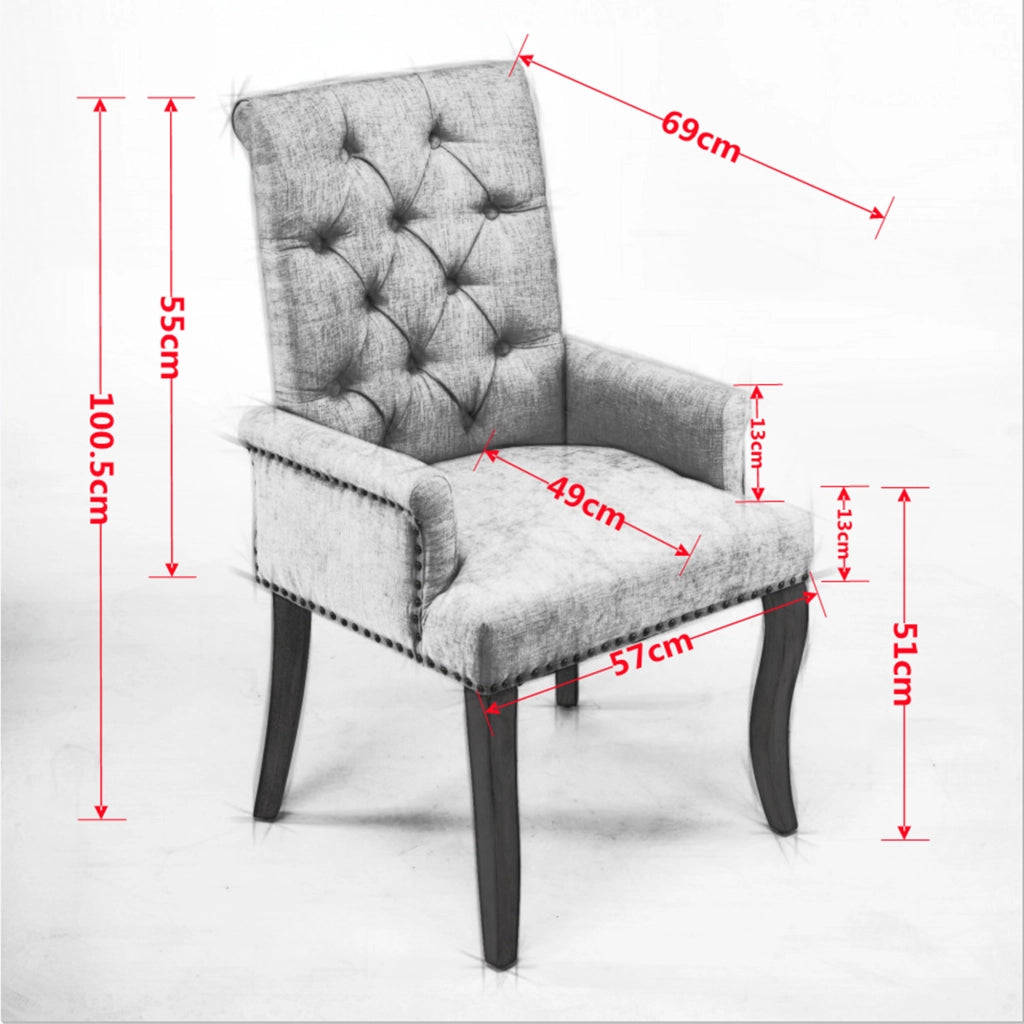 Sedia da Pranzo Imbottita in Velluto con Braccioli e Gambe in Legno ¨C MINIMAL ¨C Beige
