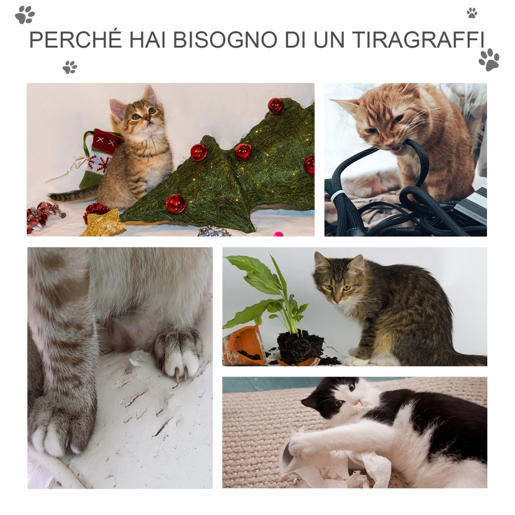 Tiragraffi per Gatti con Cuccia, Scala e Corde ¨C zephmum ¨C Grigio Chiaro, Sisal, 50x40x120 cm