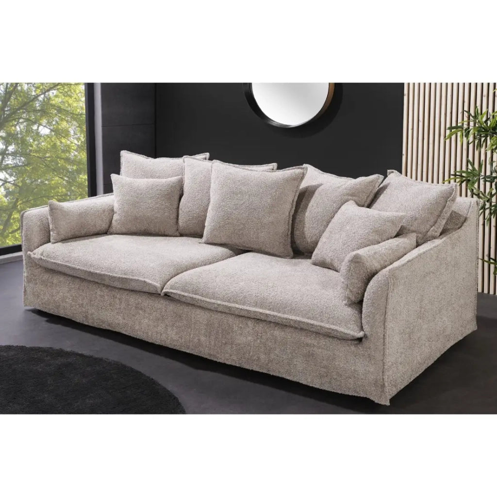 Divano dritto KALIA – Tessuto bouclé beige champagne – 3 posti – Stile contemporaneo