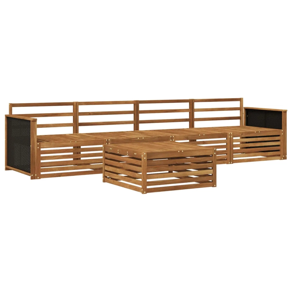 Set di divani da esterno 5 pz Naturale Legno di Acacia Massello 3382982