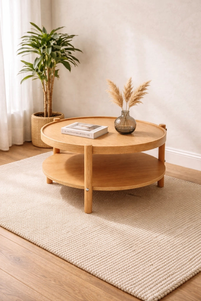 Crova, Tavolino da Salotto un Vano, 80x80x48h cm Marrone Rovere